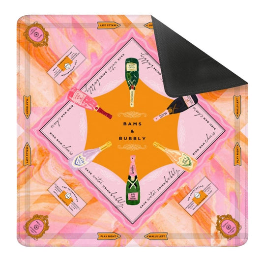NEW NEOPRENE Bams & Bubbly Mahjong Mat | Champagne & Mahj