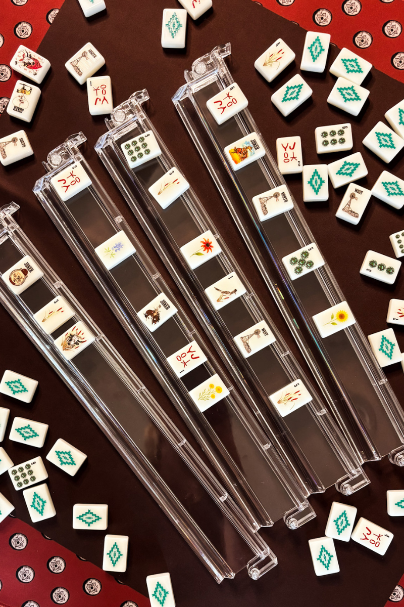 Wild West Mahjong SET, includes Tiles, Racks (4), Tile bag, and Mat