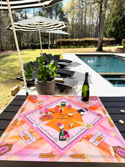 NEW NEOPRENE Bams & Bubbly Mahjong Mat | Champagne & Mahj