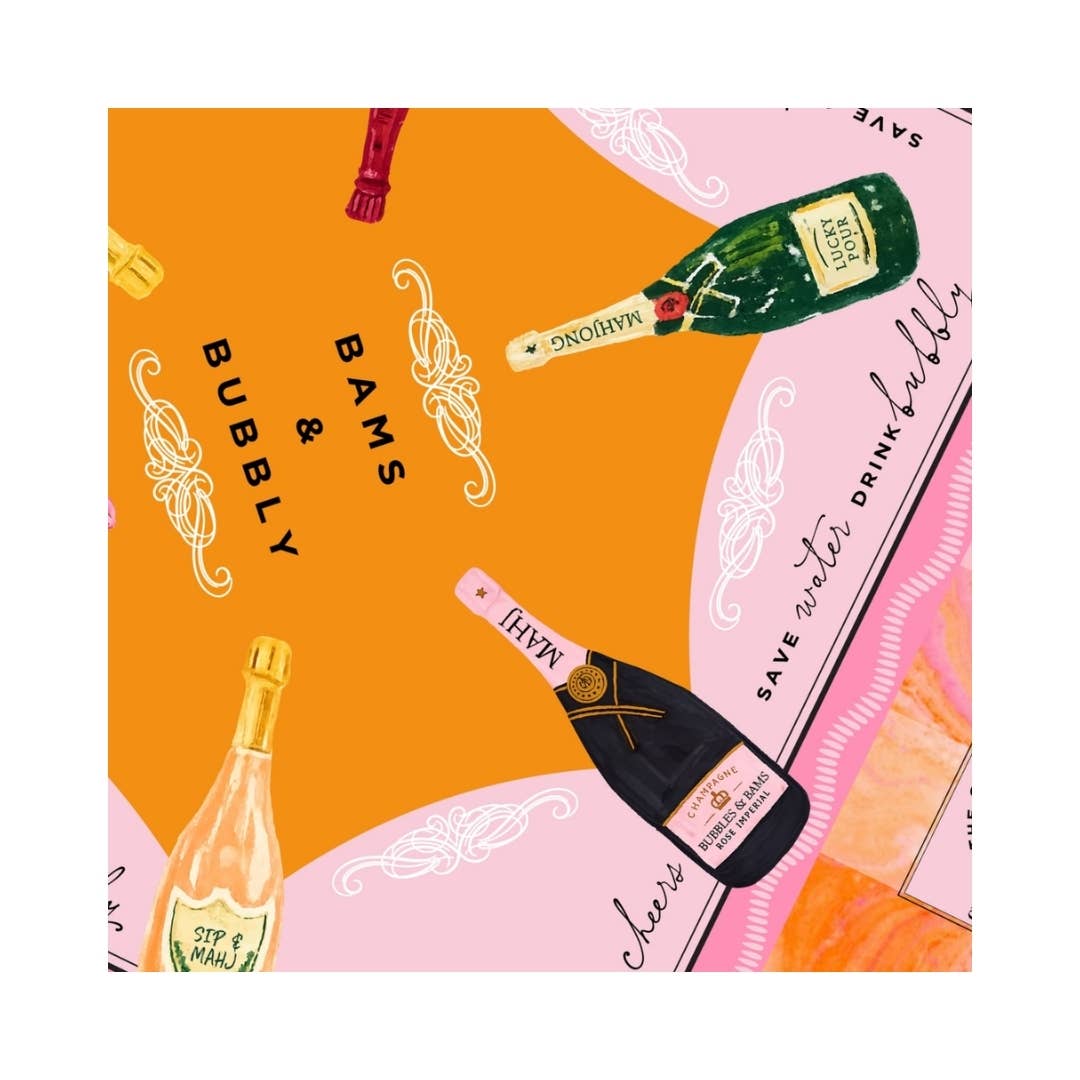 NEW NEOPRENE Bams & Bubbly Mahjong Mat | Champagne & Mahj