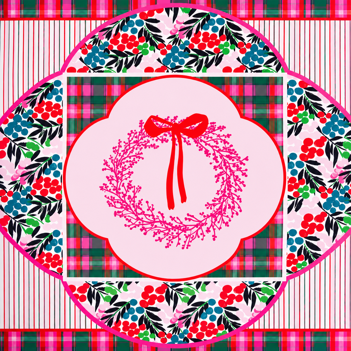 Very Merry Wreath 33"x33" Premium Mahjong Mat