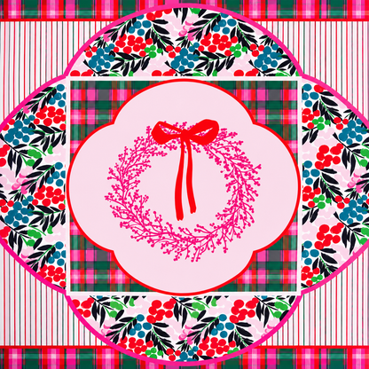 Very Merry Wreath 33"x33" Premium Mahjong Mat