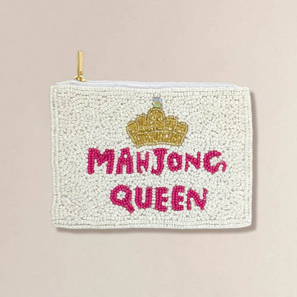 MAHJONG QUEEN Seed Beaded Mini Pouch Bag