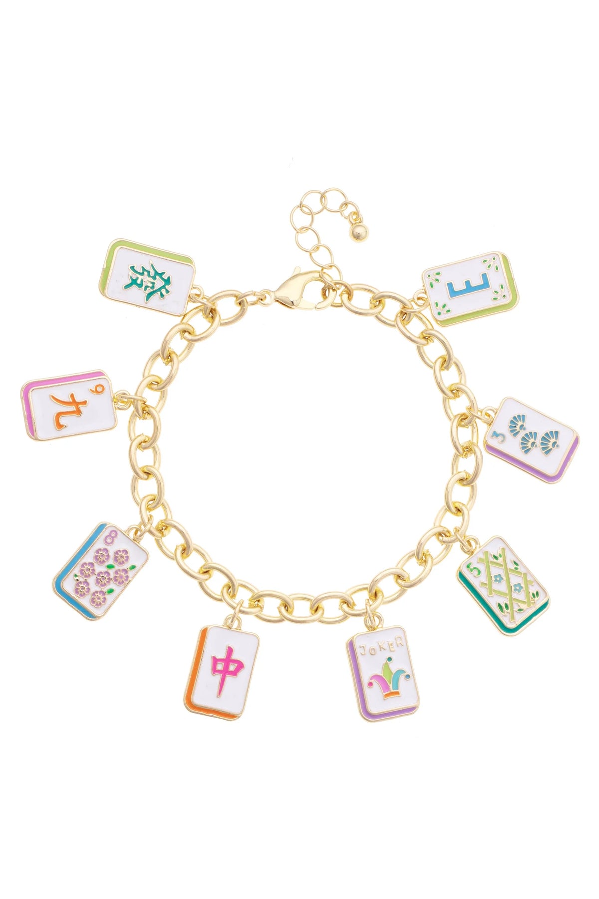 Wanna Mahj Enamel Charm Bracelet Pastel