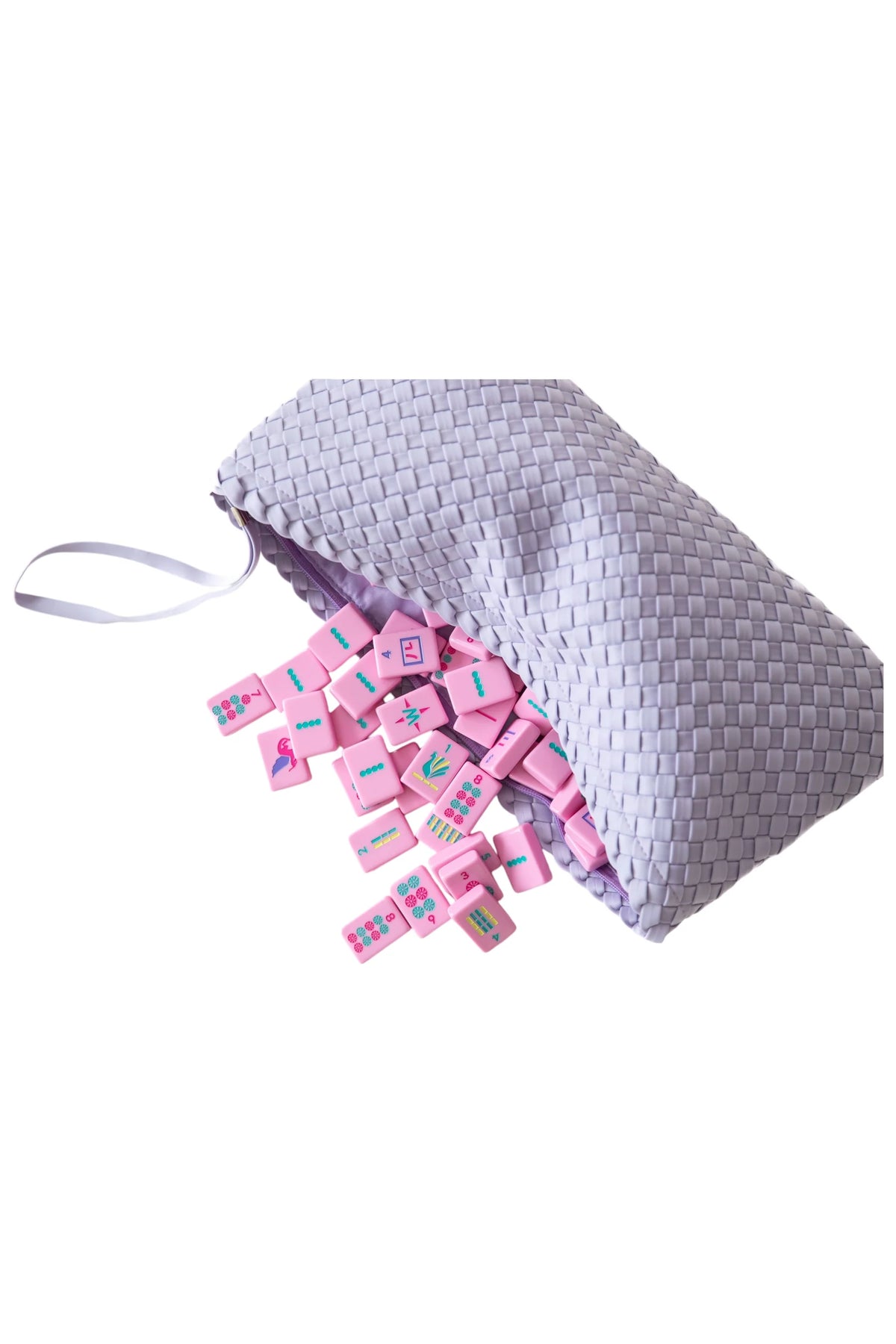 PEACE LOVE MAHJONG WOVEN TILE BAG - LAVENDAR
