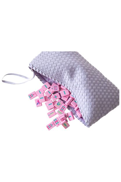 PEACE LOVE MAHJONG WOVEN TILE BAG - LAVENDAR