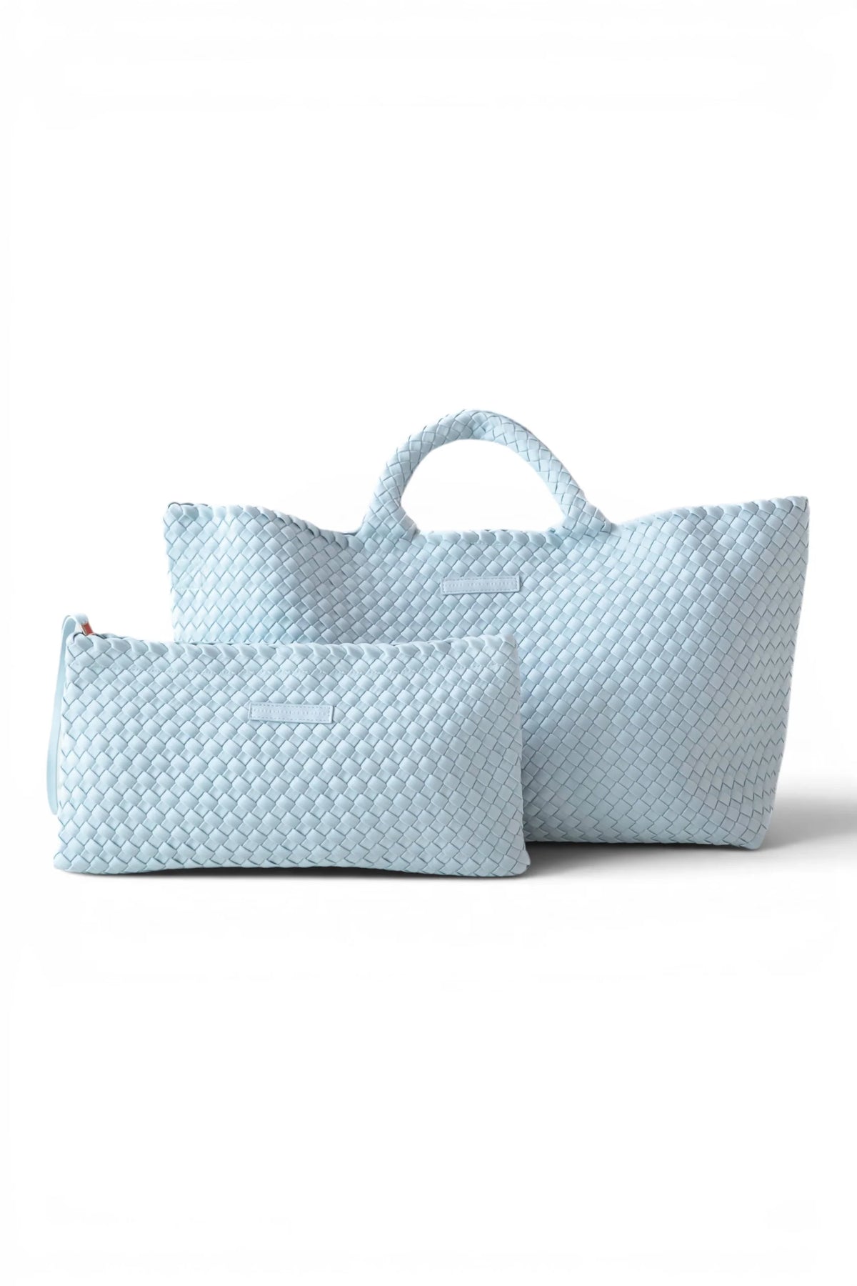 LIGHT BLUE PEACE LOVE MAHJONG WOVEN CARRYALL & TILE BAG