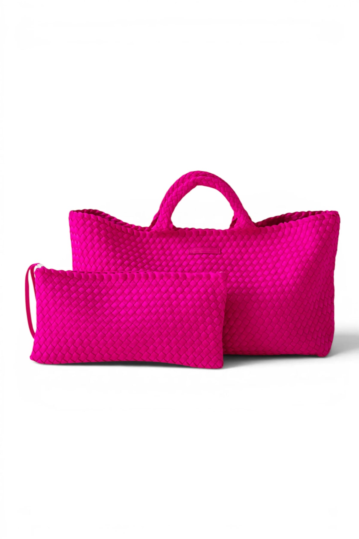 MAGENTA PEACE LOVE MAHJONG CARRYALL WOVEN TOTE WITH TILE BAG