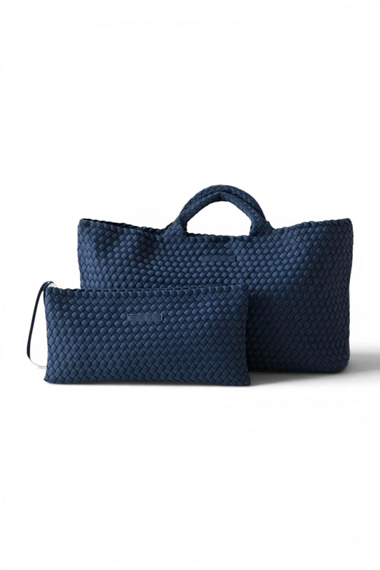 Navy Woven Carryall with Tile Bag by Peace Love Mahjong