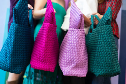 ORCHID PEACE LOVE MAHJONG WOVEN CARRYALL AND TILE BAG