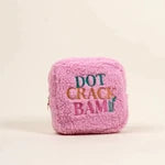 Pink Square Dot Crack Bam Teddy Pouch