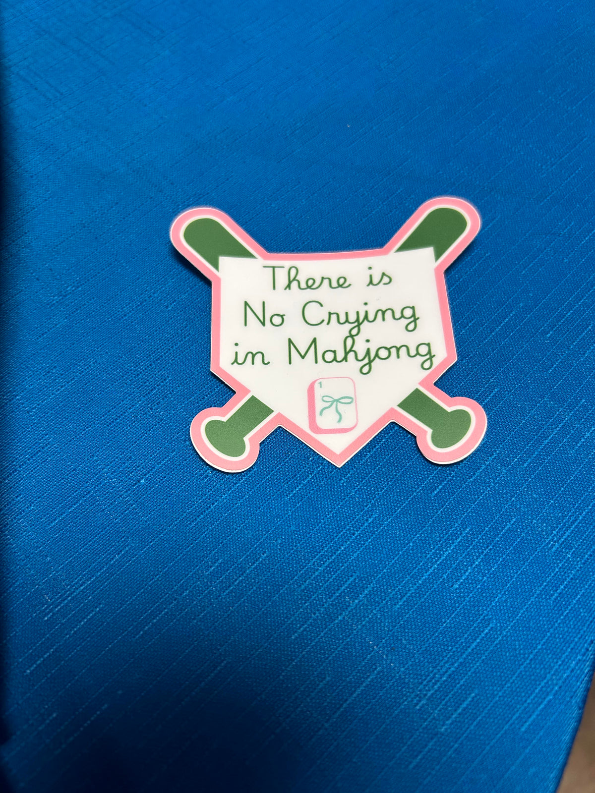 THERE'S NO CRYING IN MAHJONG BASEBALL STICKER