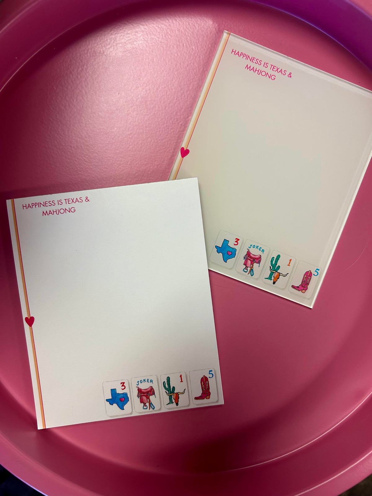 HAPPINESS IS TEXAS & MAHJONG ACRYLIC NOTEPAD DUO