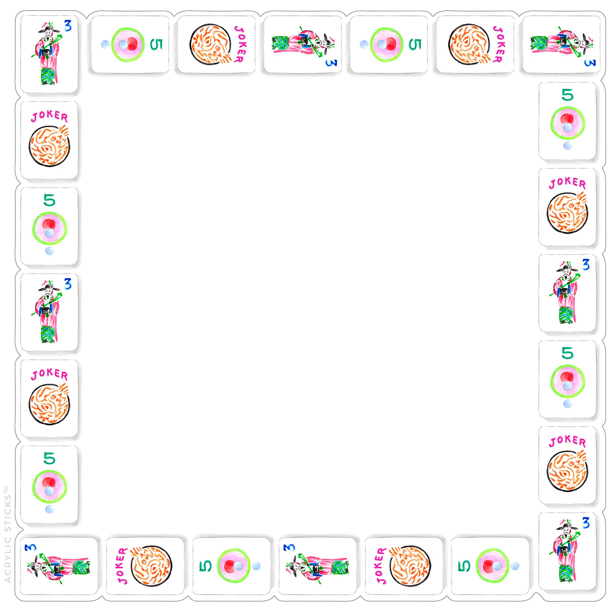 LET'S PLAY MAHJONG ACRYLIC FRAMED CHARCUTERIE BOARD